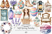 Watercolor Soft Spring Sunday Clipar, an Illustration by Design Market (Thumbnail 1 of 5)