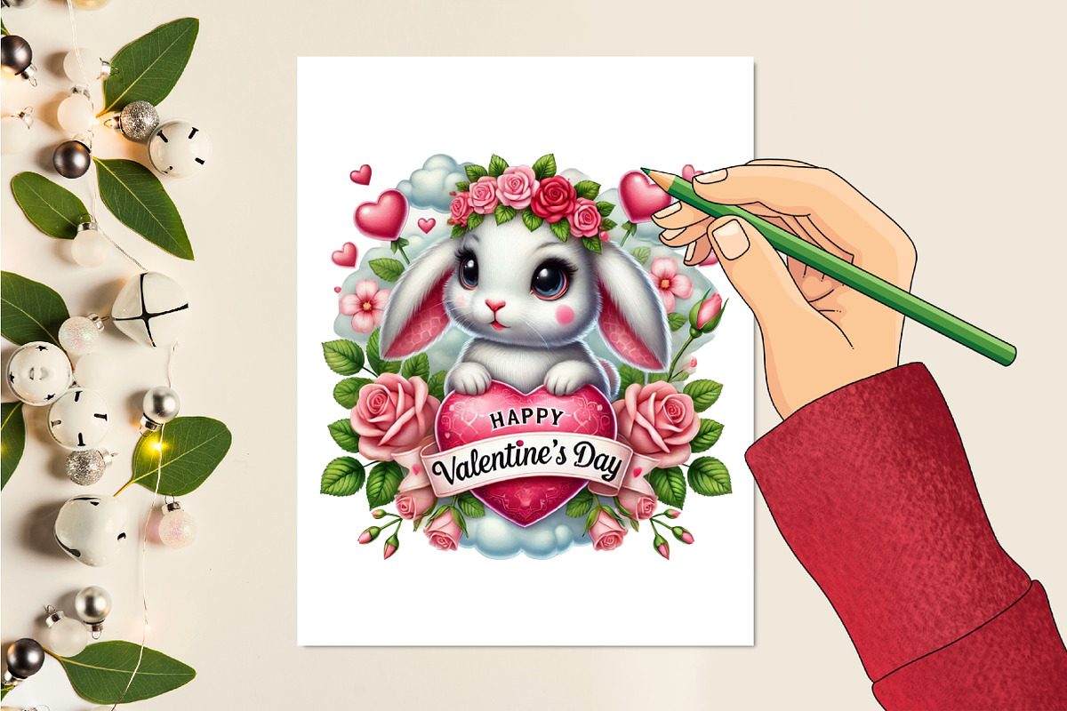Valentine Cute Bunny Clipart Bundle, a Seasonal Illustration by Craft Nest (Photo 4 of 5)