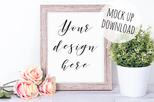 Rustic Wooden Frame Mock Up