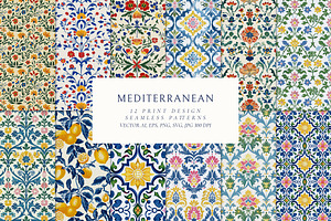 Mediterranean Seamless Patterns, a Pattern Graphic by Olya Creative