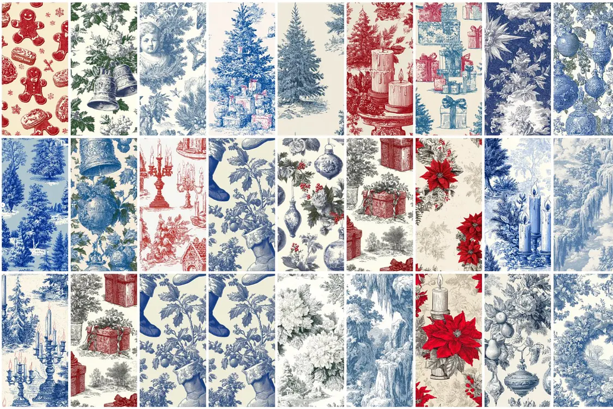 60 Christmas Toile Seamless Patterns, a Pattern Graphic by mkStudioLab (Photo 3 of 3)