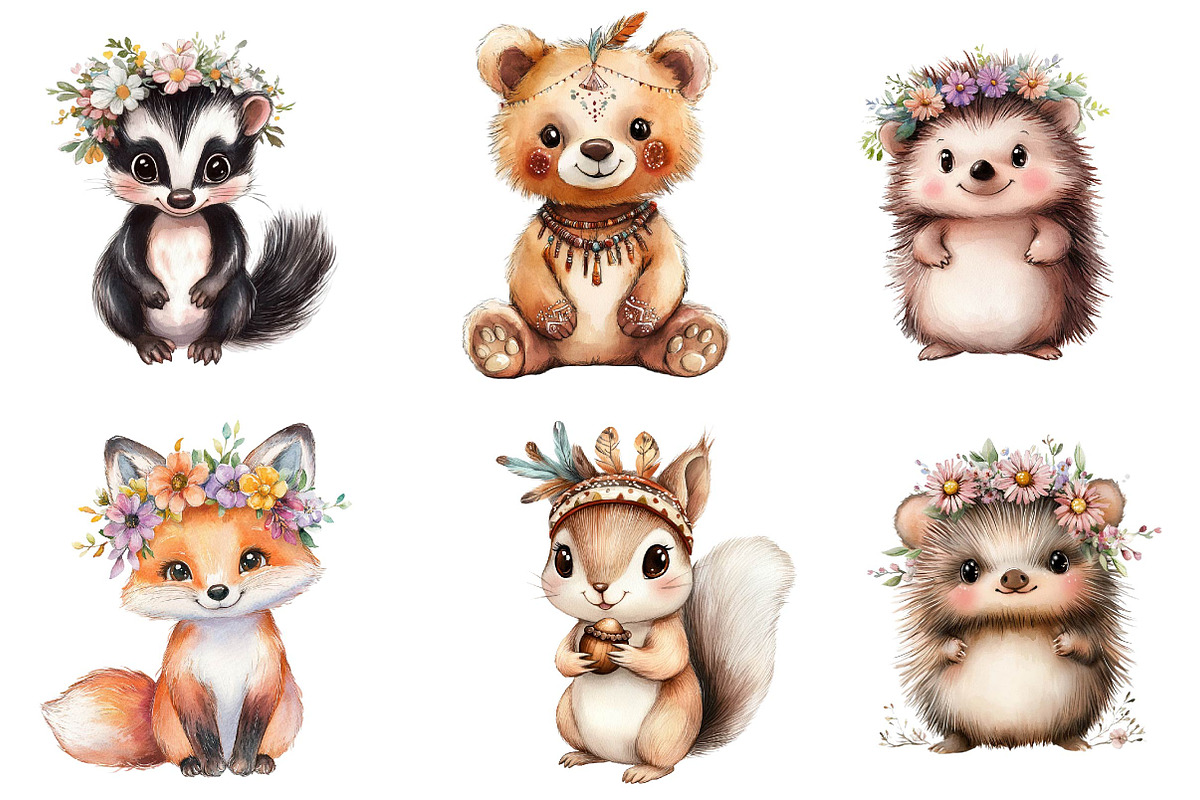 Boho Woodland Animal, Baby Animals, an Illustration by CreationArt (Photo 5 of 5)