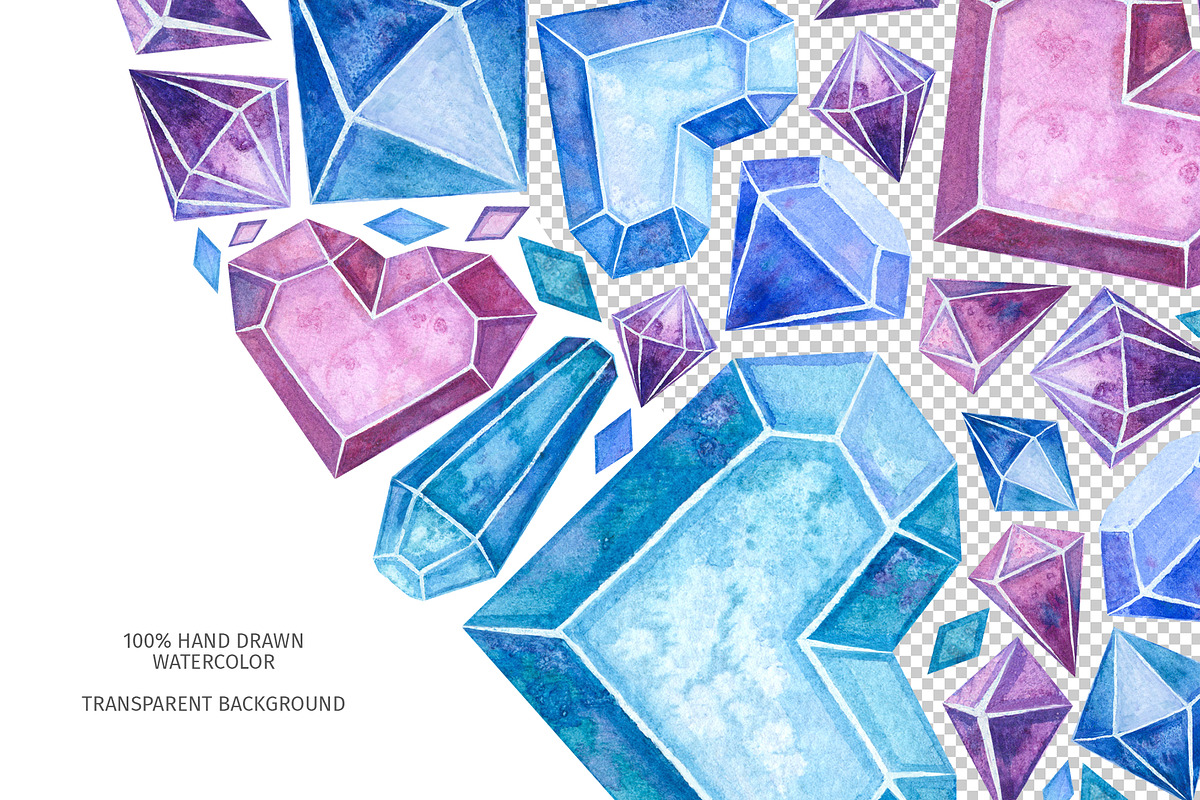 Crystal Hearts Clipart, Patterns, a Decorative Illustration by Valin Malin (Photo 3 of 13)
