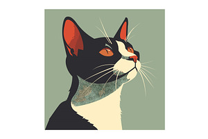 Black white cat portrait vector, an Animal Illustration by Vectorstockersland