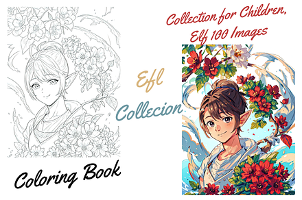 Coloring book Line and Color of Elf, a Person Illustration by SunnyShop