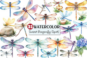 Summer Dragonfly Garden Clipart, an Illustration by Rose Art