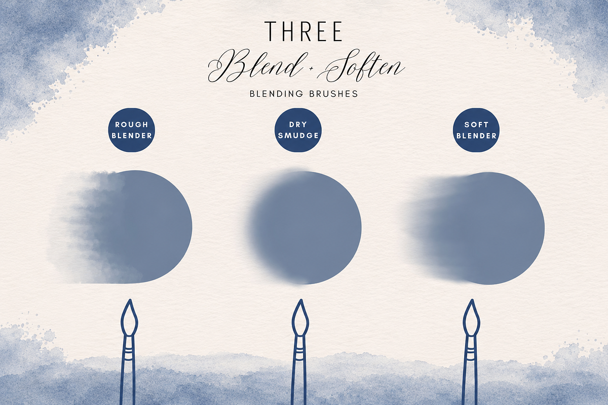 Wet Watercolor Brushes for Procreate, a Brush Add-On by Fins and Fiction (Photo 6 of 8)
