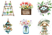 Watercolor Rustic Spring Clipart, an Illustration by Designking (Thumbnail 2 of 5)