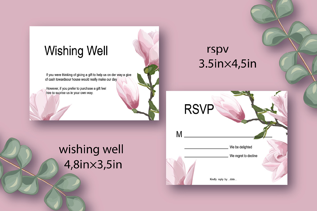 Greeting card templates with Magnoli, an Invitation Template by Digital illustration shop (Photo 3 of 5)