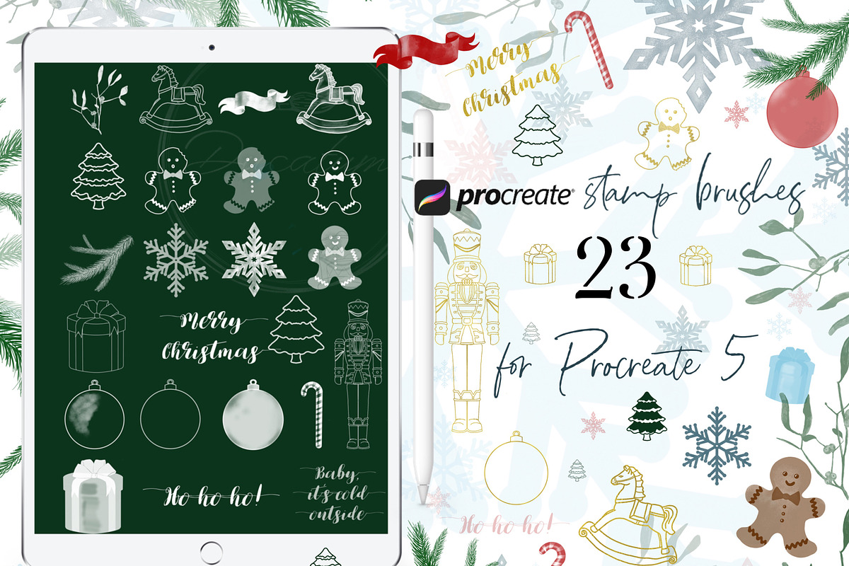 Procreate Stamps, Christmas Brush, a Shape Add-On by Ducatum (Photo 1 of 8)