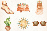 Watercolor Boho Summer Clipart, an Illustration by Libby Wishes (Thumbnail 7 of 7)