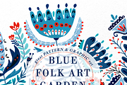 Blue Folk Art Garden, a Pattern Graphic by Arie Clares (Thumbnail 12 of 13)