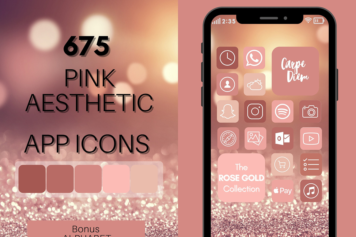 Pink Aesthetic iOS 14 App Icon Theme, an Icon by Templatables