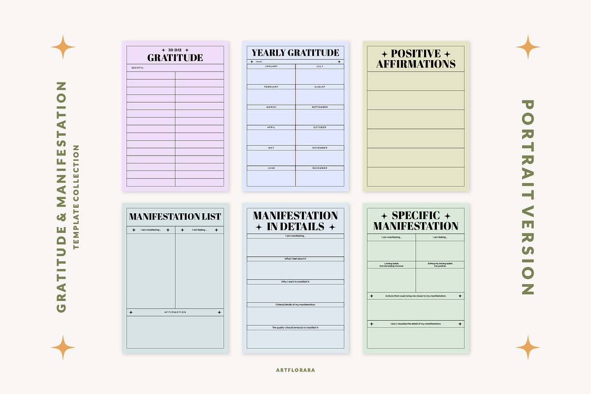 Gratitude & Manifestation Planners, a Stationery Template by Artflorara (Photo 4 of 8)