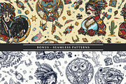 Native Americans old school tattoo, a Background Graphic by intueri (Thumbnail 5 of 8)