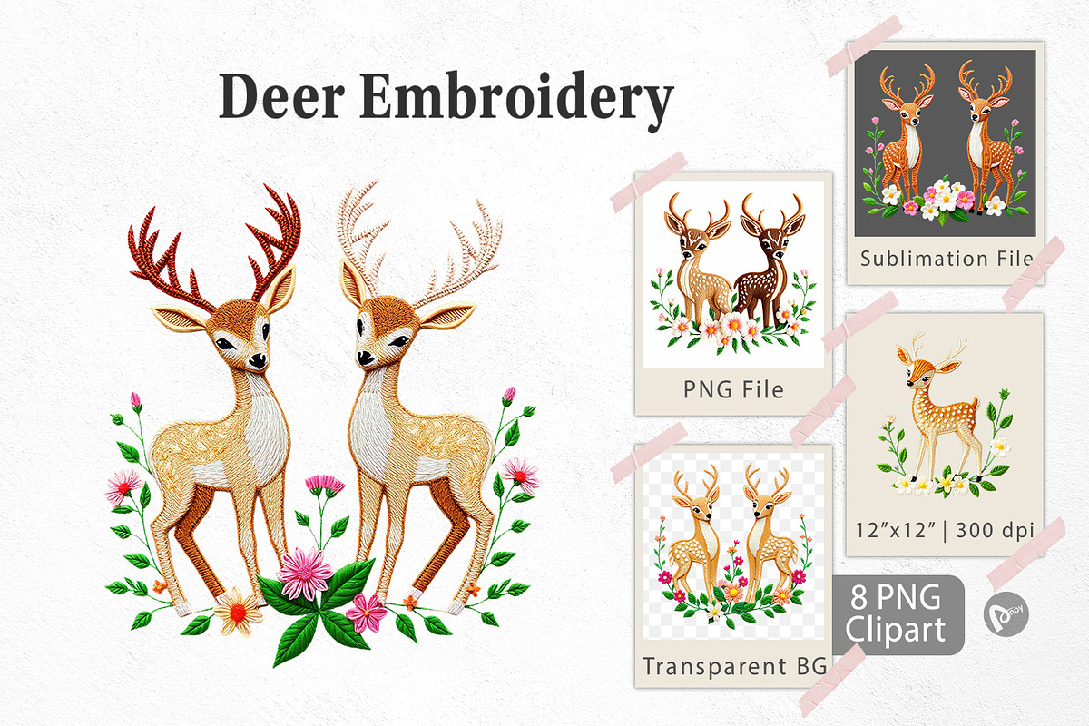 Deer Embroidery Clipart, a Graphic by Artnoy (Photo 1 of 5)