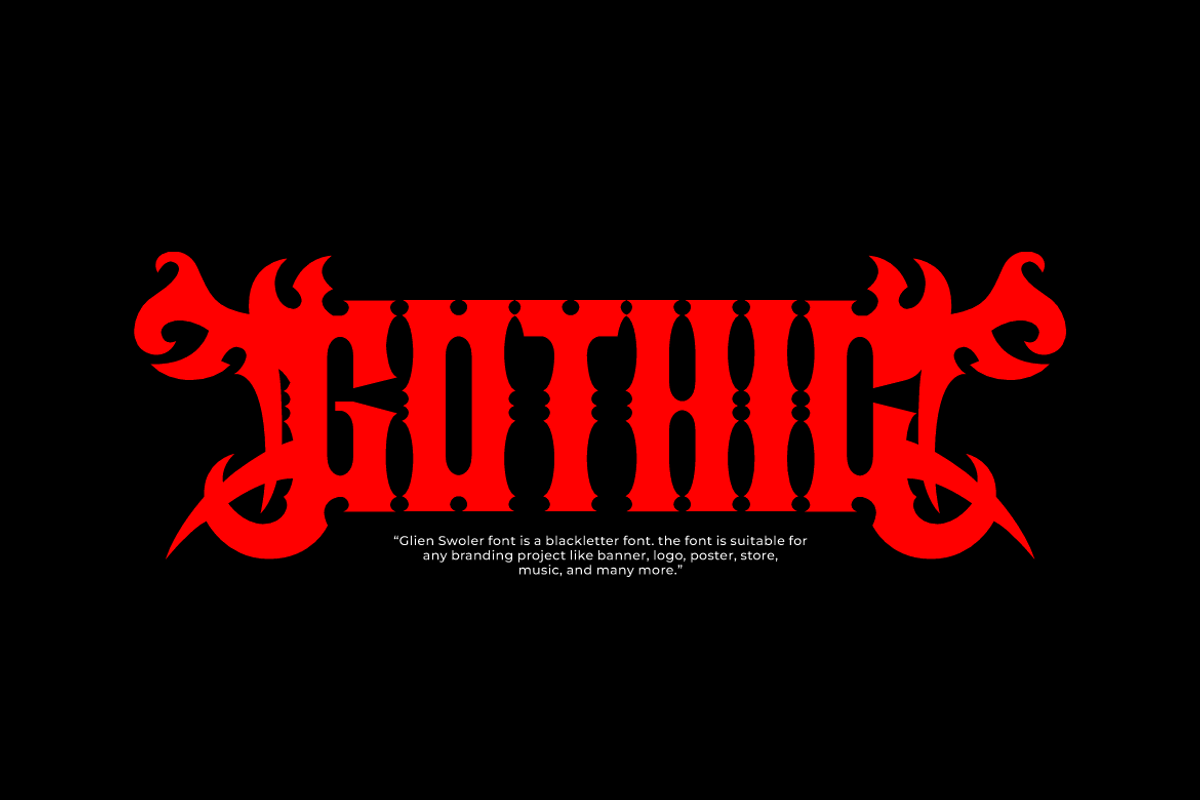 Glien Swoler - Blackletter Font, a Blackletter Font by Iqsiart Studio (Photo 2 of 8)