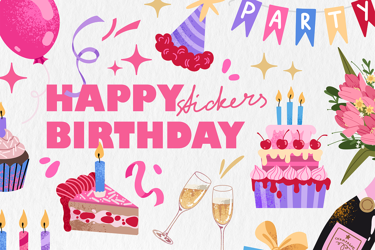 HAPPY BIRTHDAY clipart collection, a Decorative Illustration by UnaAnya (Photo 1 of 7)