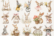 Easter Bunny Floral Clipart, an Illustration by NadiaTheronArt (Thumbnail 3 of 4)