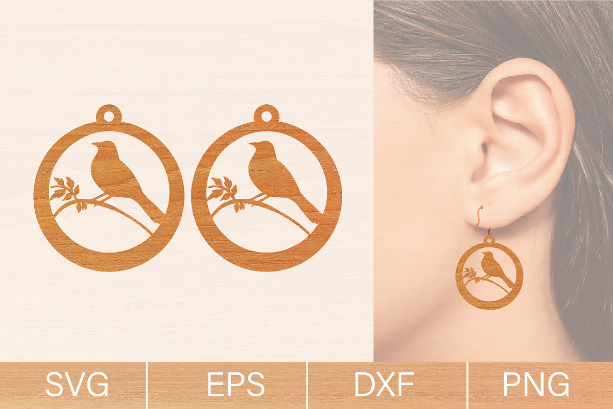 Bird Earrings Laser Cut SVG Bundle, an Object Graphic by jannatulpakhi (Photo 4 of 8)