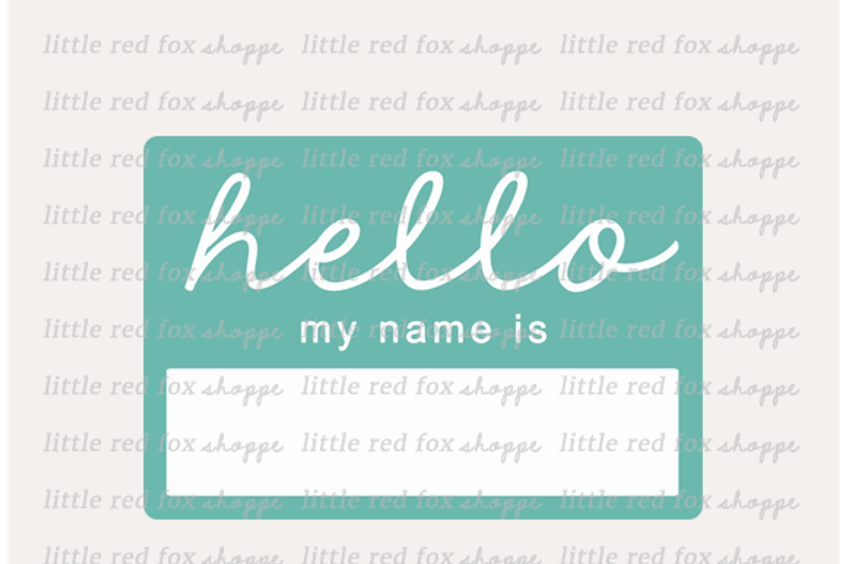 Hello Name Tag Clipart, a Work Illustration by Little Red Fox Shoppe (Photo 2 of 2)