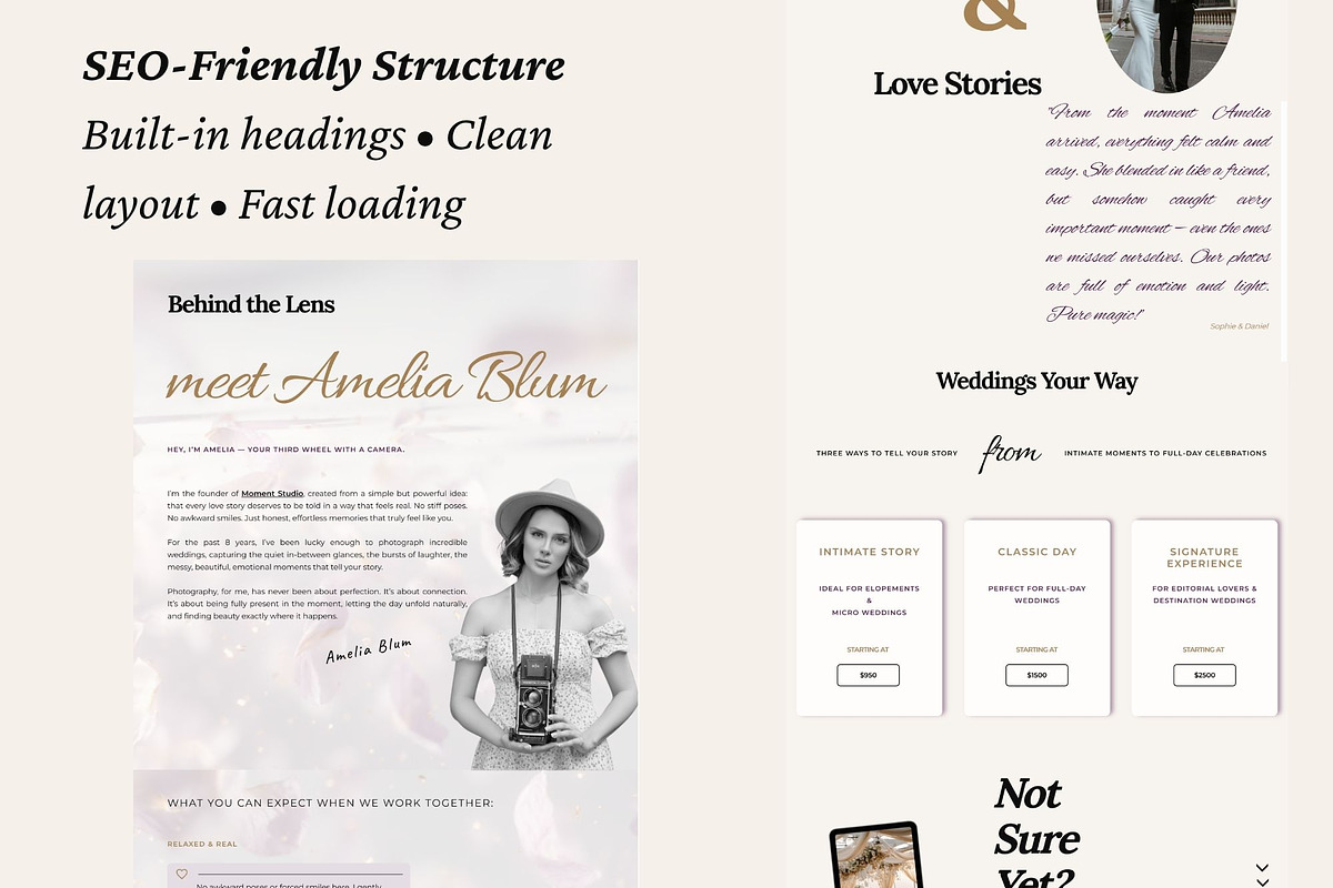 Wedding Photographer Showit Template, an App Template by MOAROShop (Photo 7 of 11)