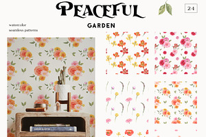 Garden Flowers Watercolor Floral Set