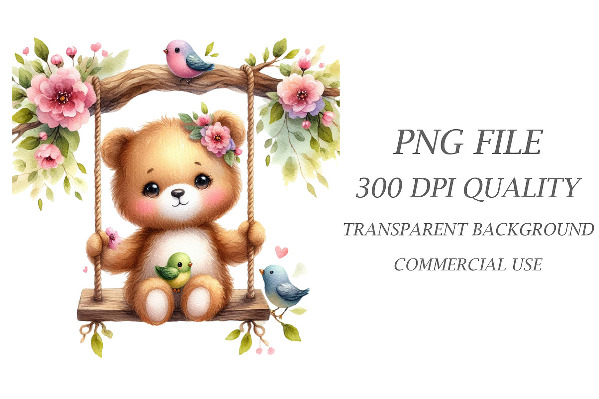 Watercolor Teddy Bear Clipart, an Illustration by Libby Wishes (Photo 5 of 5)