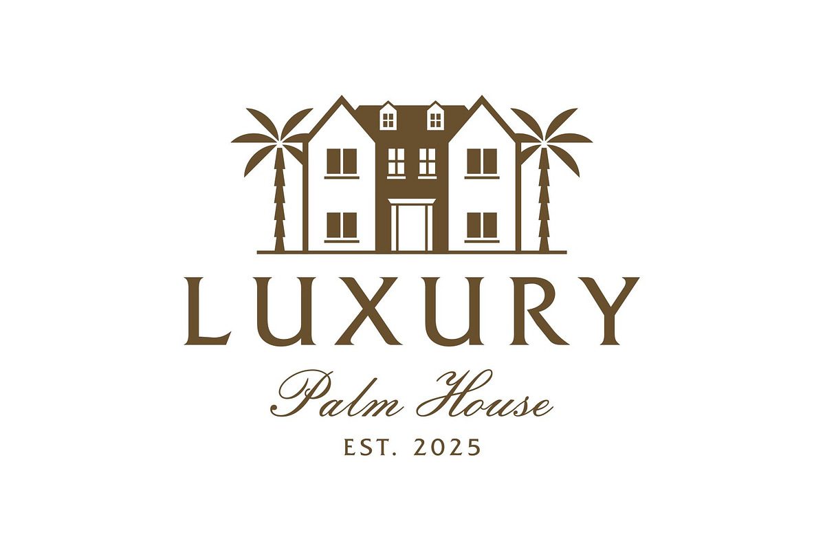 Vintage Retro Luxury Palm House Logo