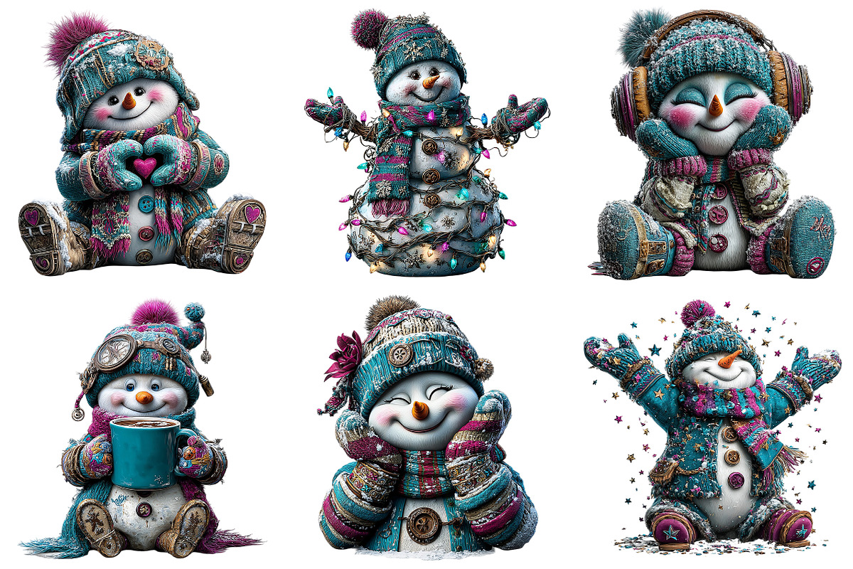 Merry Christmas Snowman Clipart, an Illustration by Craft Nest (Photo 10 of 10)