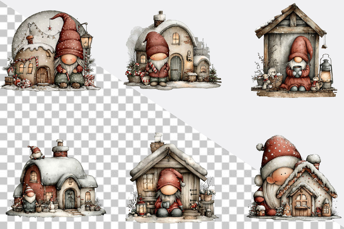 Whimsical Christmas House Clipart Bu, an Illustration by SVGArt (Photo 2 of 8)