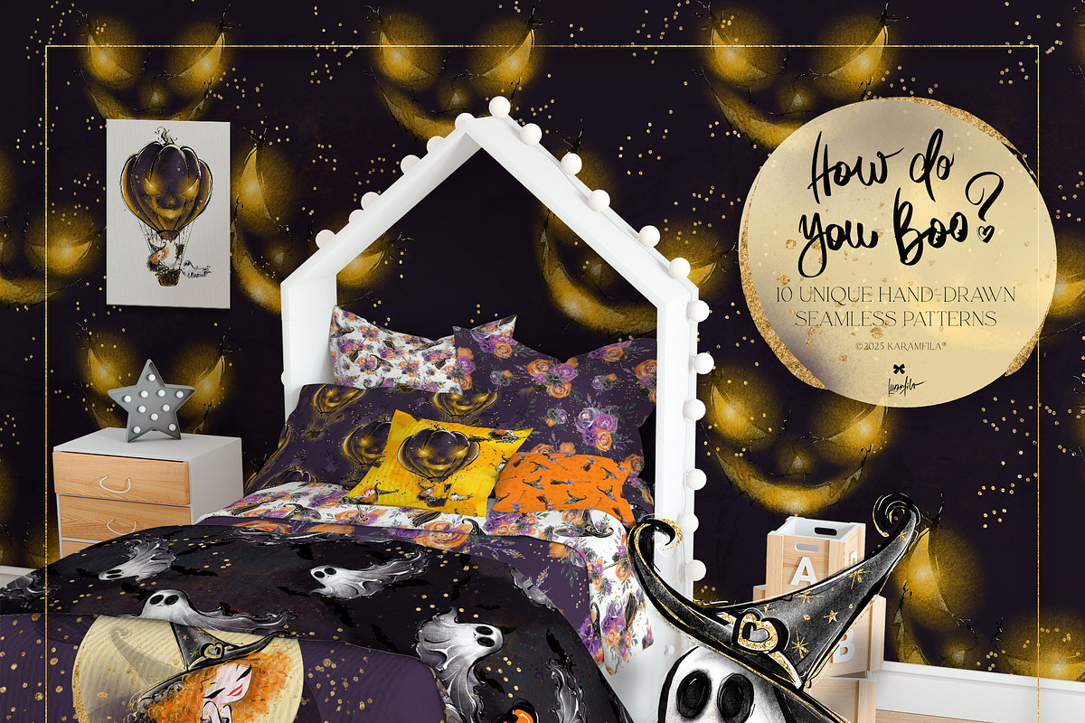 Halloween Witches Ghosts Patterns, a Pattern Graphic by KaramfilaS (Photo 16 of 18)