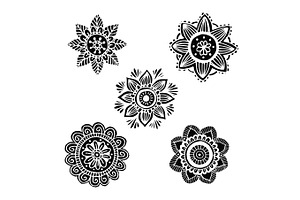 Flower mandala set in hand drawn style
