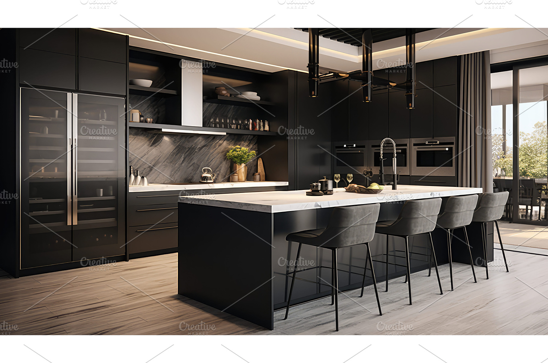 modern luxury home kitchen ai, a Technology Photo by pikepicture