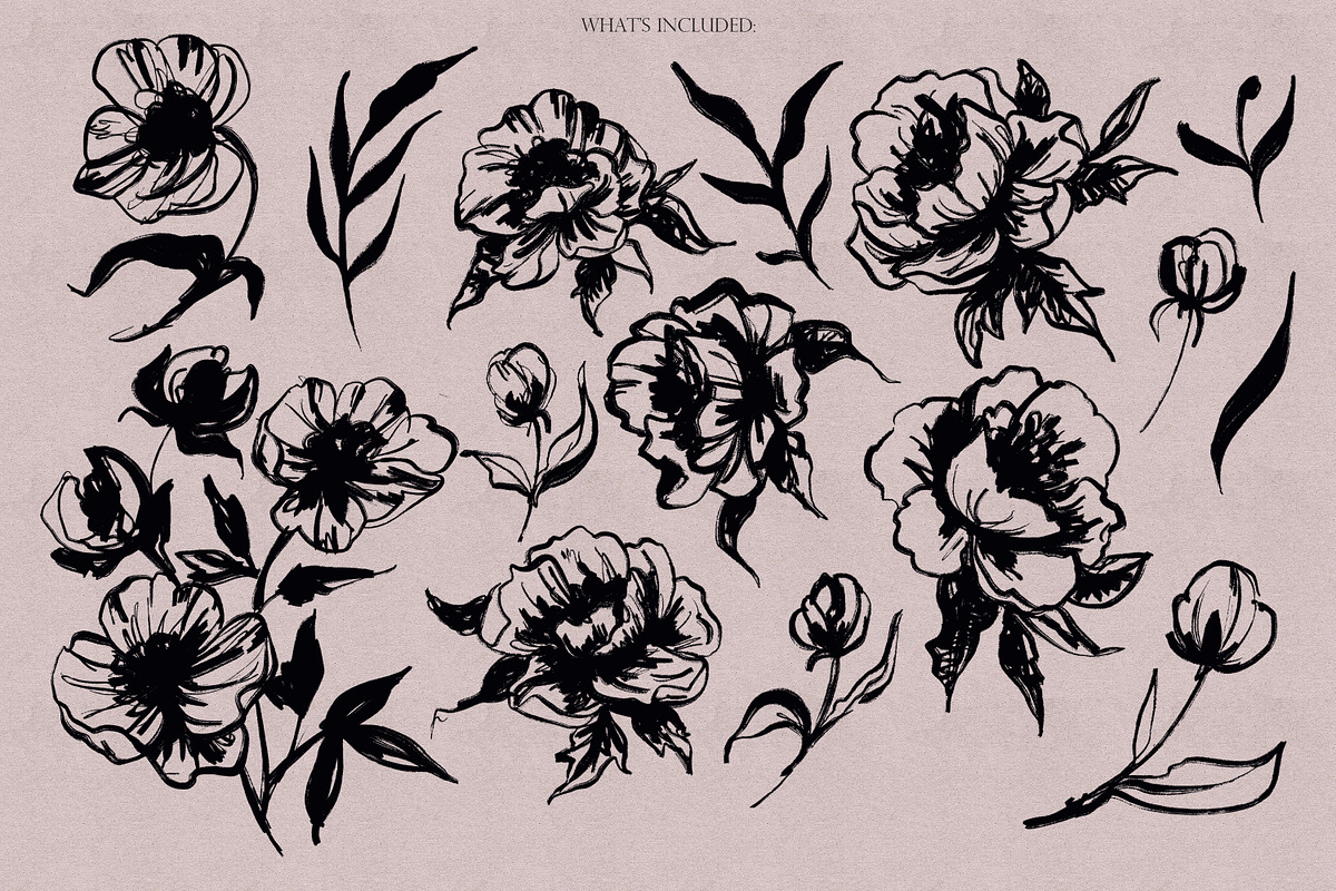 Inky Flowers Doodle Stamps Procreate, a Brush Add-On by Dervik Art Store (Photo 6 of 8)