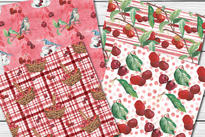 Watercolor Cherry Patterns