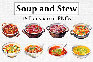 Soup and Stew Watercolor Clipart