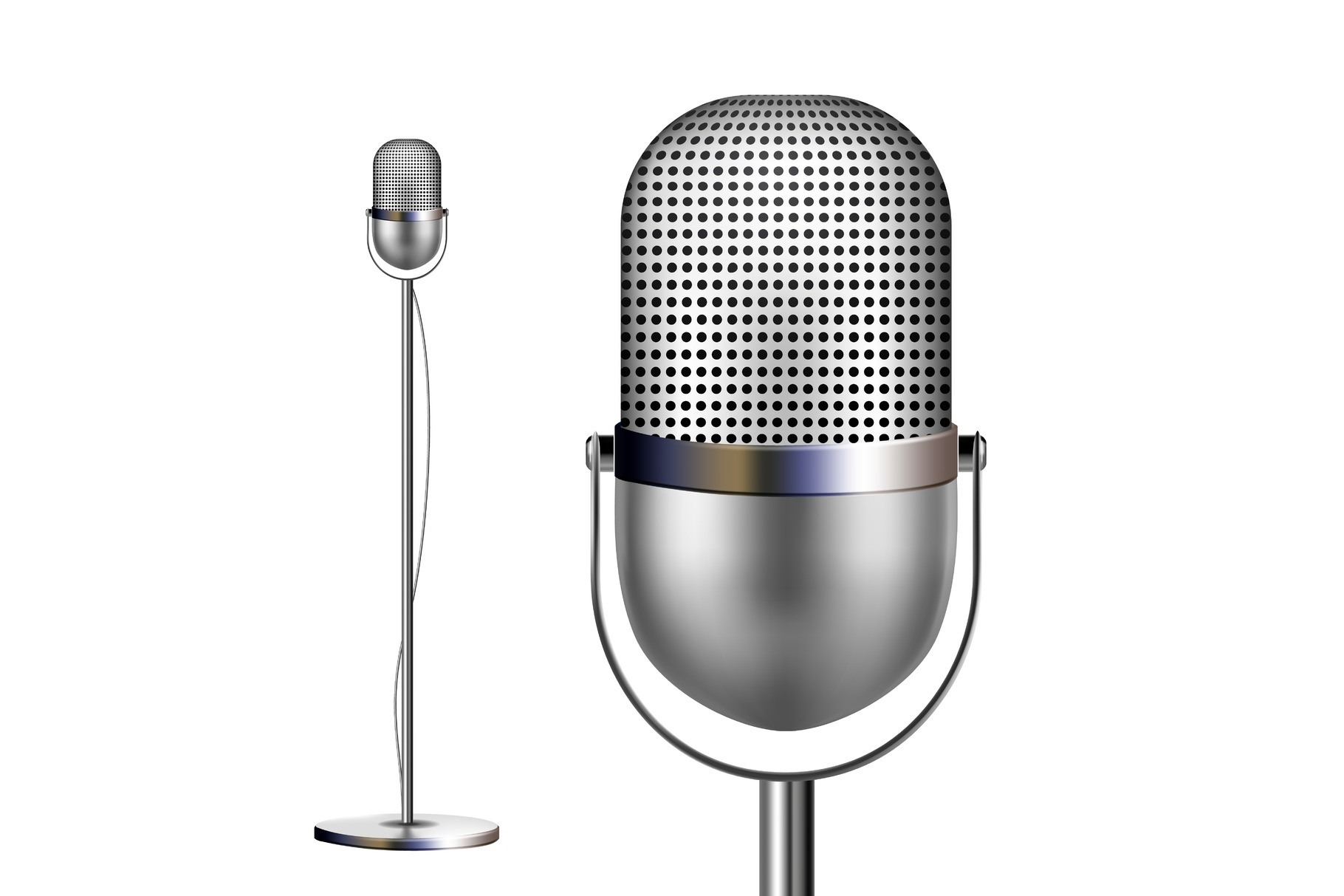 Retro Chrome Microphone With Stand by Pikepicture | Creative Market