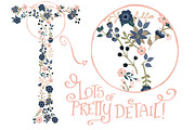 Navy & Blush Floral Alphabet Vectors, an Illustration by Amanda Ilkov (Thumbnail 4 of 5)