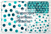 Watercolor Vector Seamless Patterns, a Pattern Graphic by Happiestsim (Thumbnail 2 of 4)