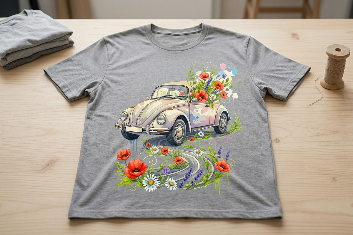 Vintage Watercolor Flower Car PNG, an Object Graphic by zahidhossainalif (Photo 3 of 3)