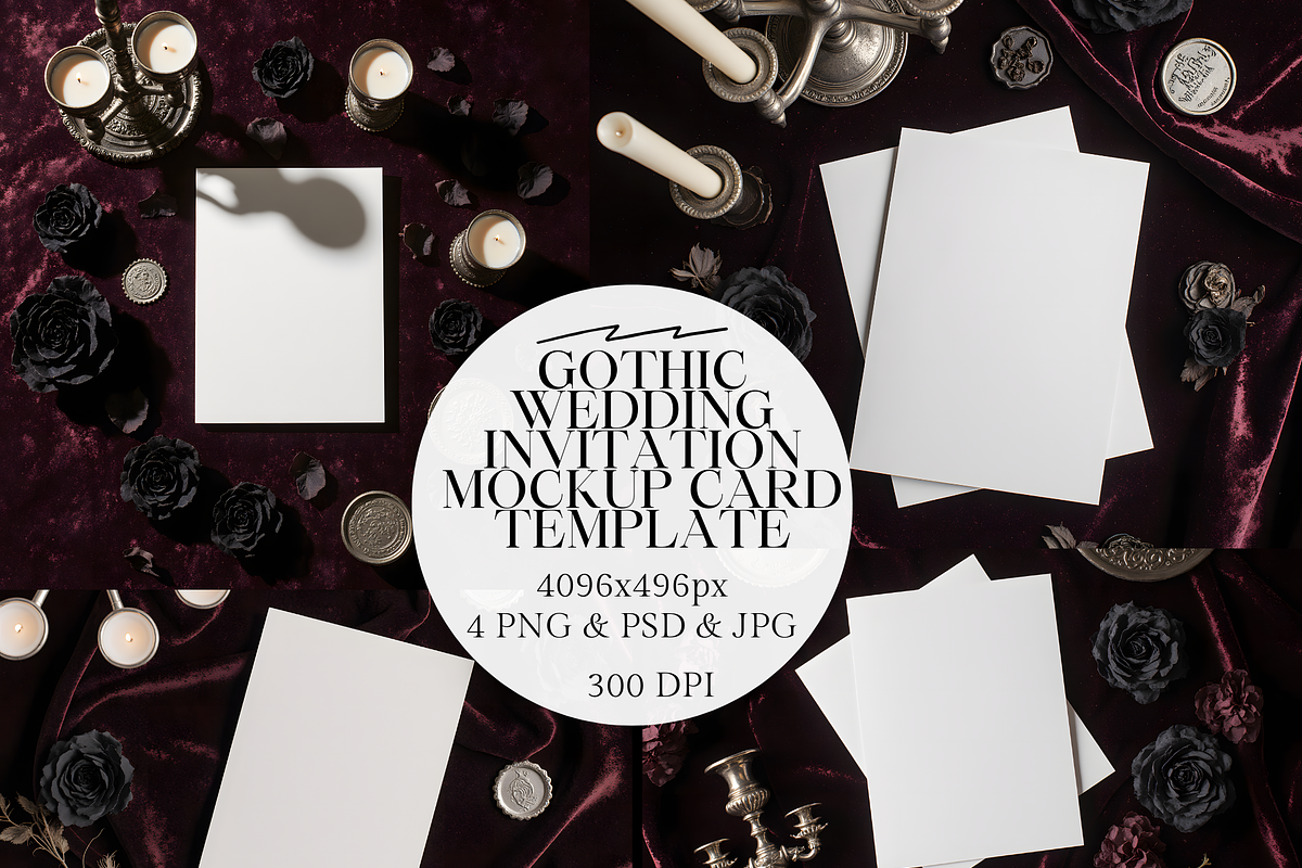 Gothic Wedding Invitation Mockup, an Invitation Template by StormDigitalArt (Photo 1 of 2)