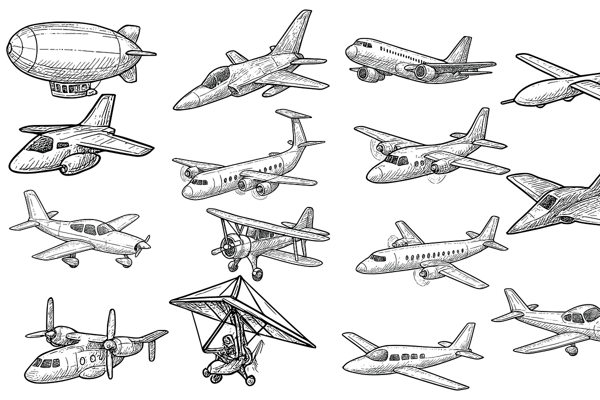 Vintage Aircraft Collection, an Object Graphic by nikagraphic