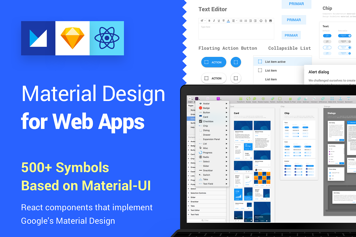 Material Design UI Kit for SketchApp