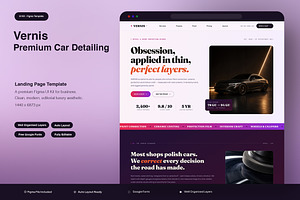 Premium Car Detailing Landing Page, an UI Kit Template by Pitchlook.Studio