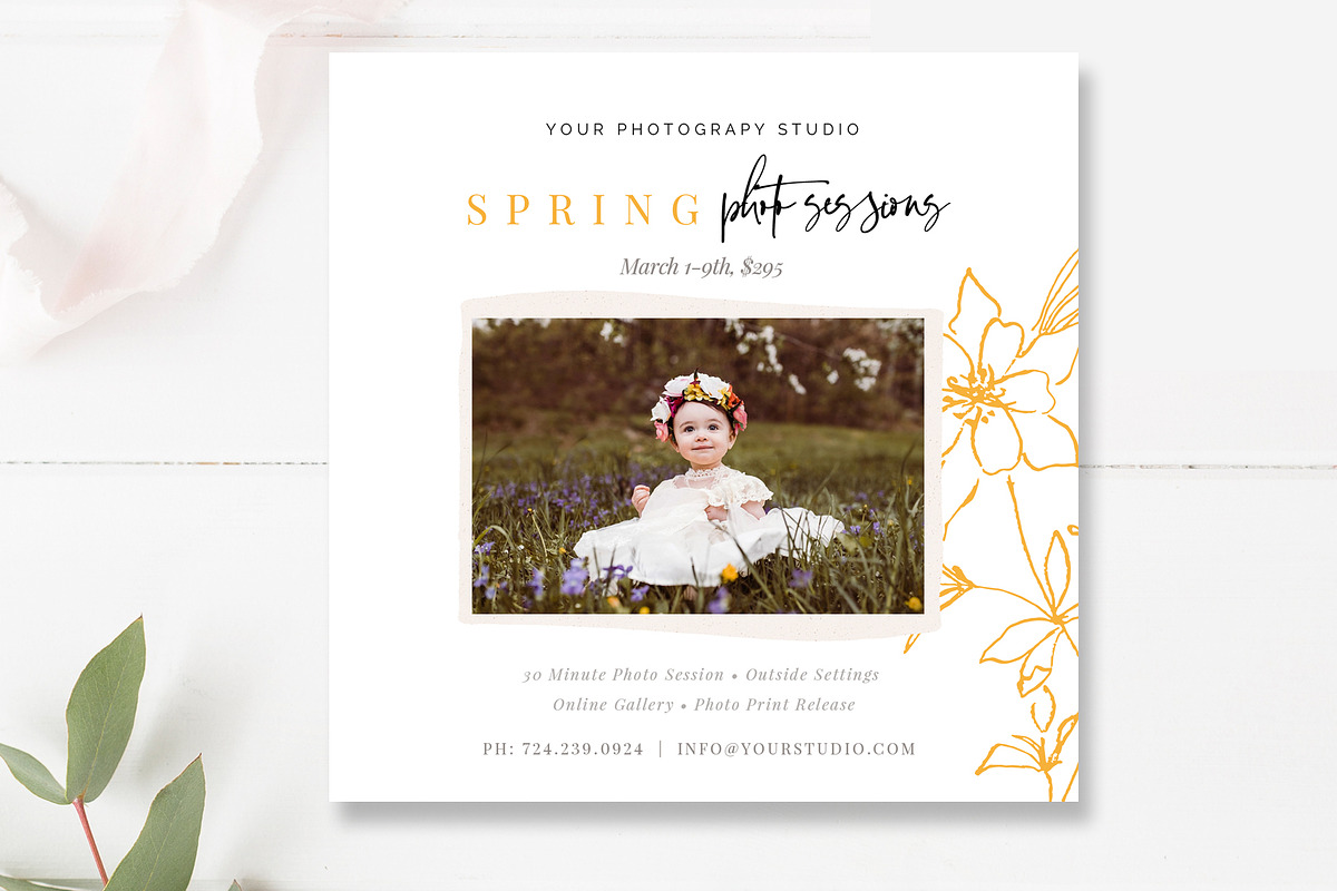 5x5 Spring Mini Session PSD, a Flyer Template by By Stephanie Design