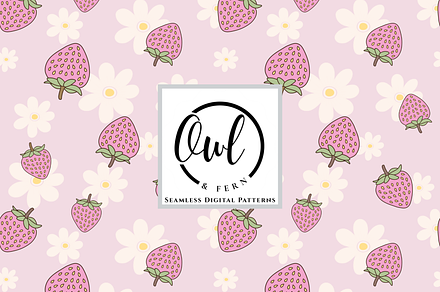 Strawberry Charm Seamless Pattern, a Pattern Graphic by OwlAndFern