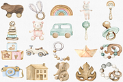 Watercolor Eco Toys Clipart Set, an Illustration by CropUp Creative (Thumbnail 2 of 4)