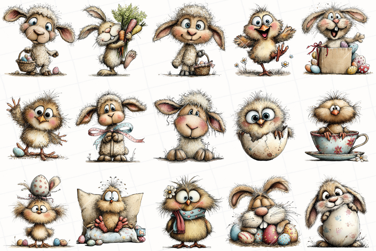Whimsical Easter Animal Clipart, an Illustration by OK Design (Photo 3 of 6)
