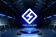 Futuristic pedestal Logo mock-ups, a Product Mockup by S_design (Thumbnail 7 of 12)